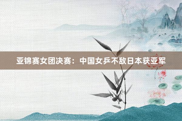 亚锦赛女团决赛：中国女乒不敌日本获亚军