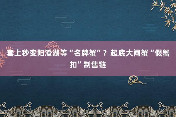 套上秒变阳澄湖等“名牌蟹”？起底大闸蟹“假蟹扣”制售链