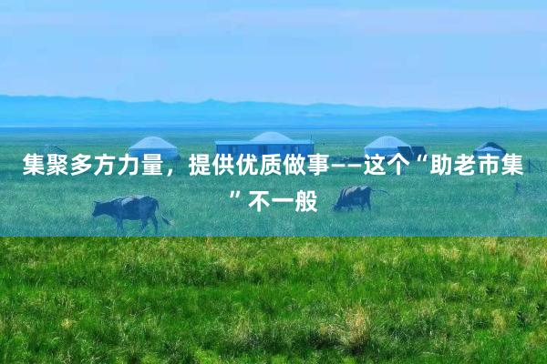 集聚多方力量，提供优质做事——这个“助老市集”不一般