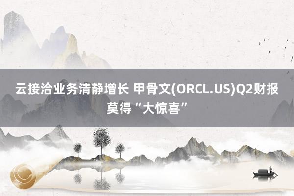 云接洽业务清静增长 甲骨文(ORCL.US)Q2财报莫得“大惊喜”