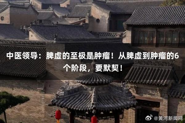 中医领导：脾虚的至极是肿瘤！从脾虚到肿瘤的6个阶段，要默契！
