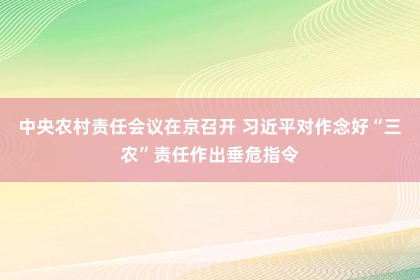 中央农村责任会议在京召开 习近平对作念好“三农”责任作出垂危指令